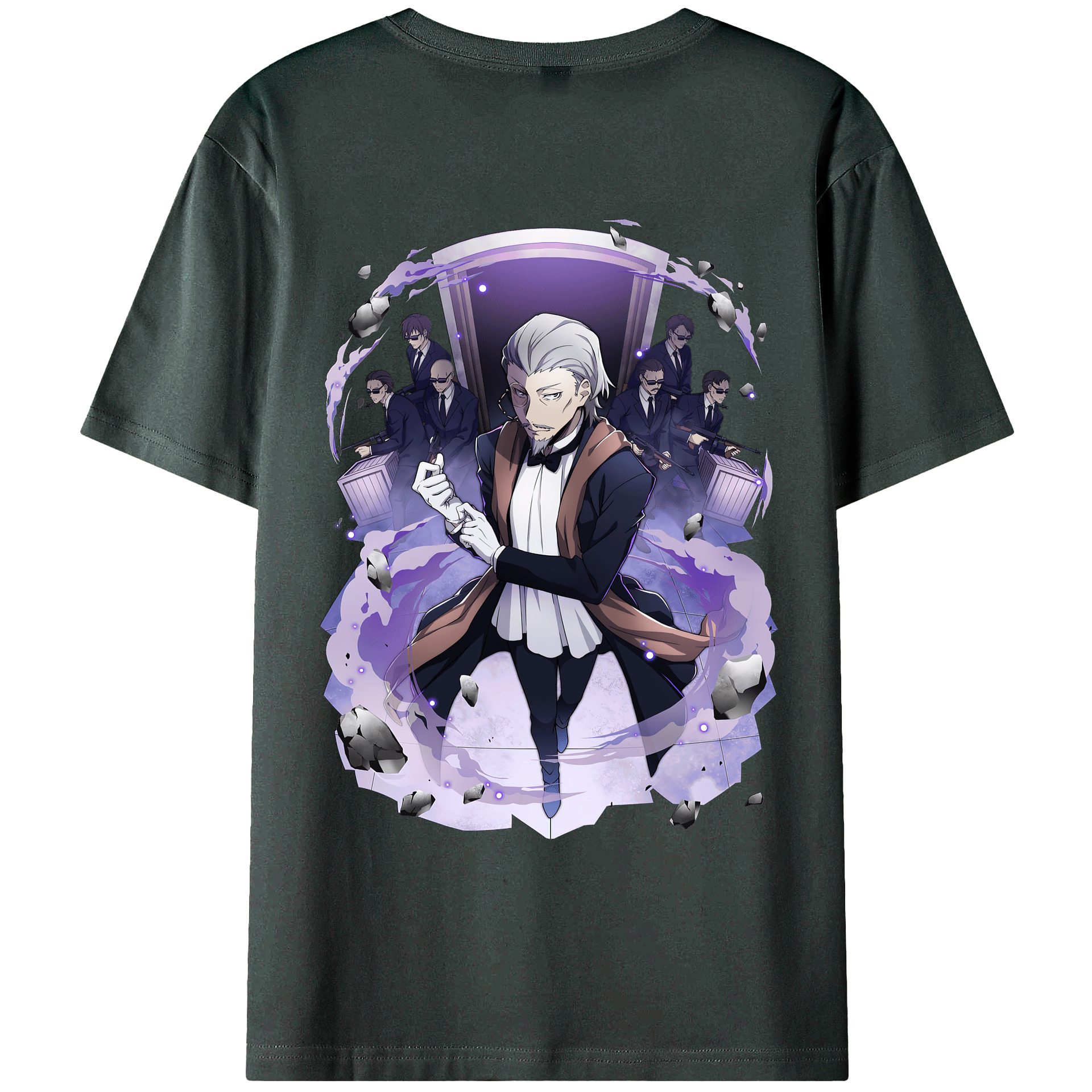 （画像用） 文豪ストレイドッグス Bungo Stray Dogs 綿100％ メンズ半袖Tシャツ（バックプリント） 通気性